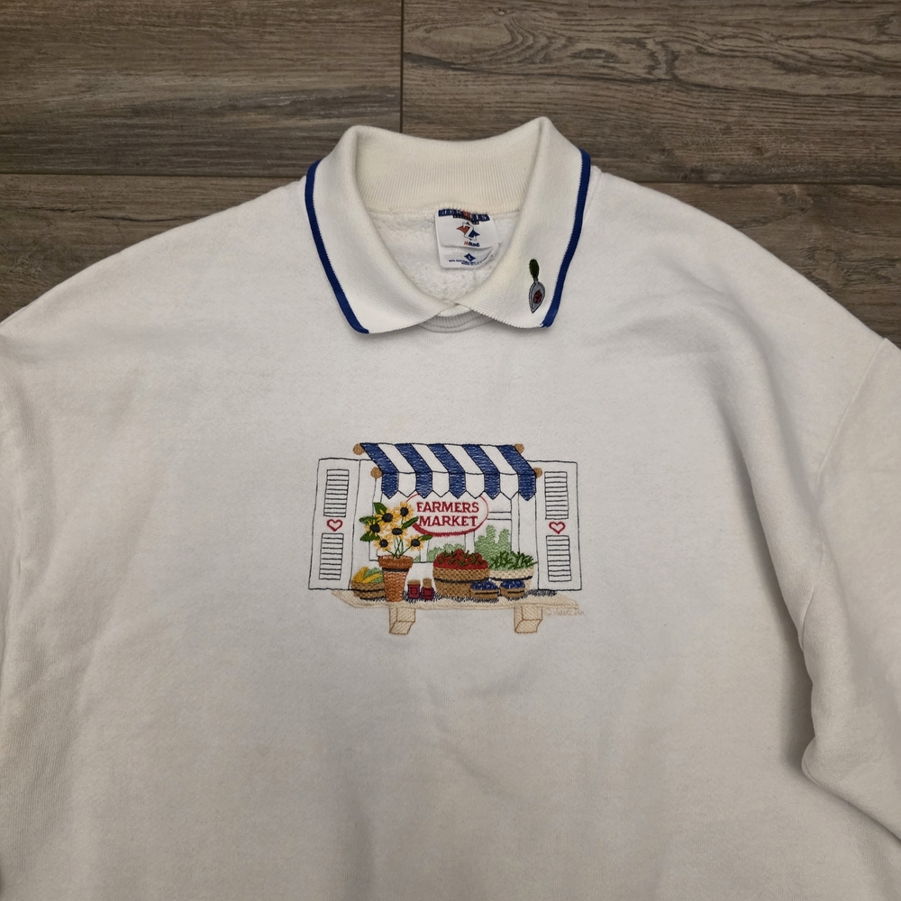 Vtg 90s Jerzees Farmers Market Crewneck Sweatshirt